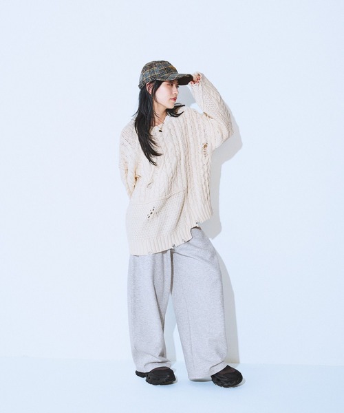 JEANASIS（ジーナシス） ニット セーター リメイクライクケーブルプル