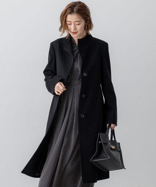 【美品】SPORTMAX ウールカシミヤ ステンカラーコート ブラック 38 23区（ニジュウサンク） コート アウター ウールカシミヤビーバー