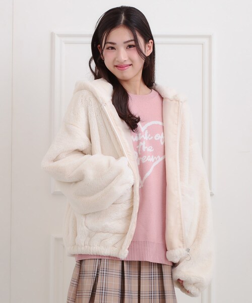 PINK-latte（ピンクラテ） ブルゾン アウター フード付きフェイク