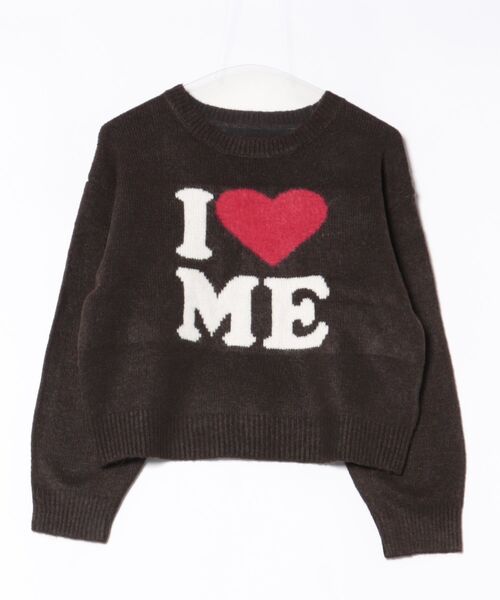 ニット セーター 「ハートロゴ×ショート丈」レディース ニットプル