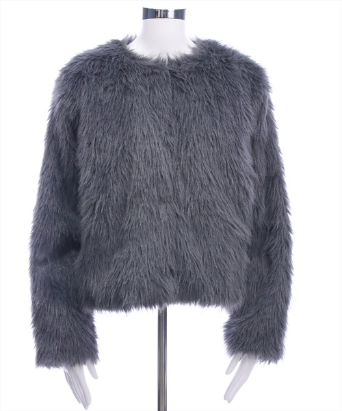 clear ジャケット ノーカラージャケット フェイクファージャケット