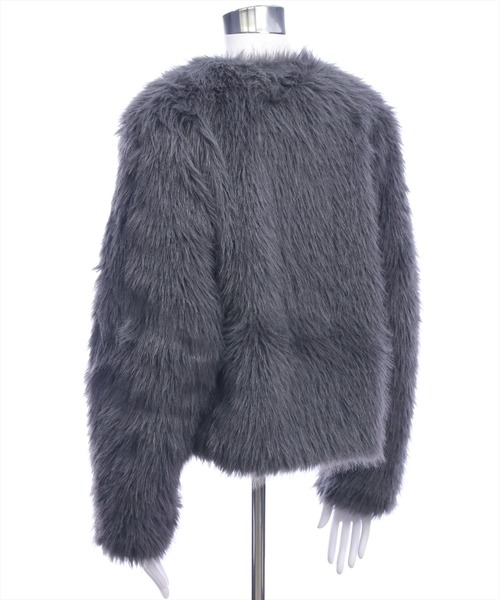 clear ジャケット ノーカラージャケット フェイクファージャケット