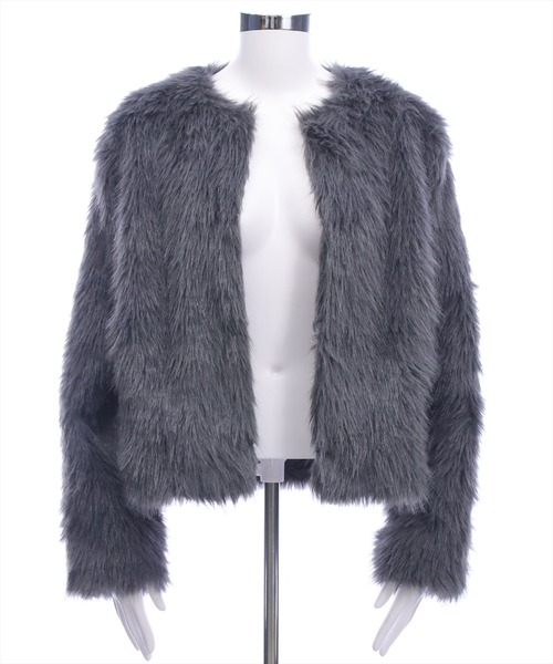 clear ジャケット ノーカラージャケット フェイクファージャケット