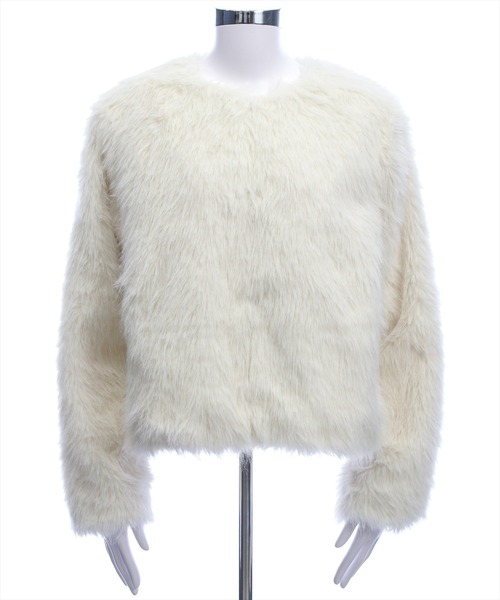 clear ジャケット ノーカラージャケット フェイクファージャケット