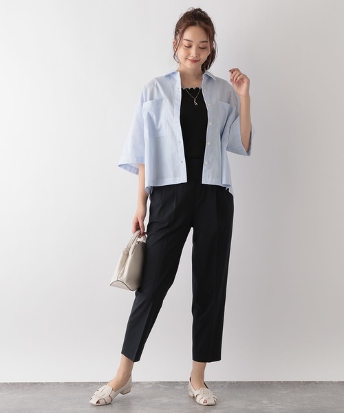 「GLOBAL WORK」 半袖シャツ FREE ライトブルー レディース_画像5