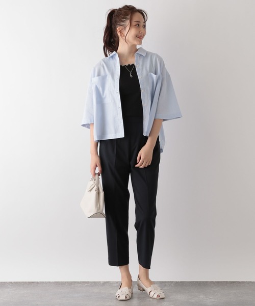 「GLOBAL WORK」 半袖シャツ FREE ライトブルー レディース_画像6