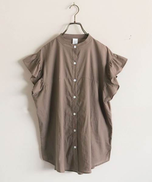 「HER CLOSET」 「SHE MO SHELLY」半袖ブラウス M モカ レディース_画像5