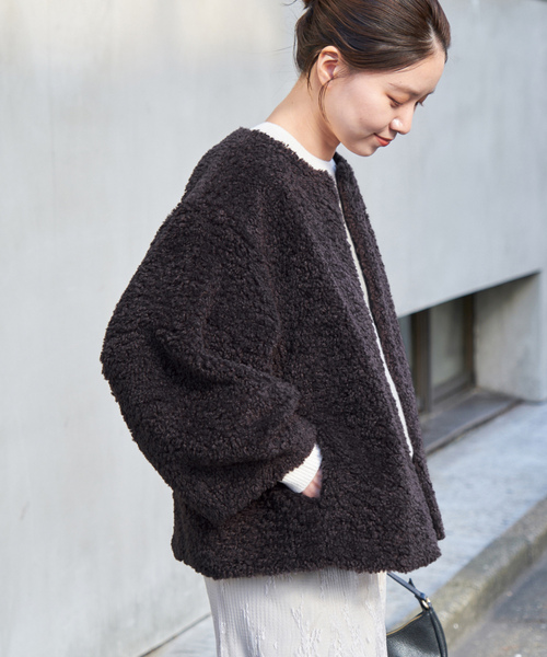 IENA（イエナ） ノーカラージャケット 38 ベージュ レディース