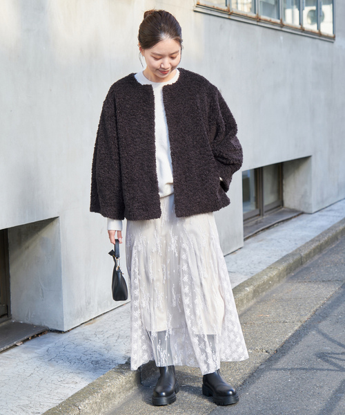 IENA（イエナ） ノーカラージャケット 38 ベージュ レディース