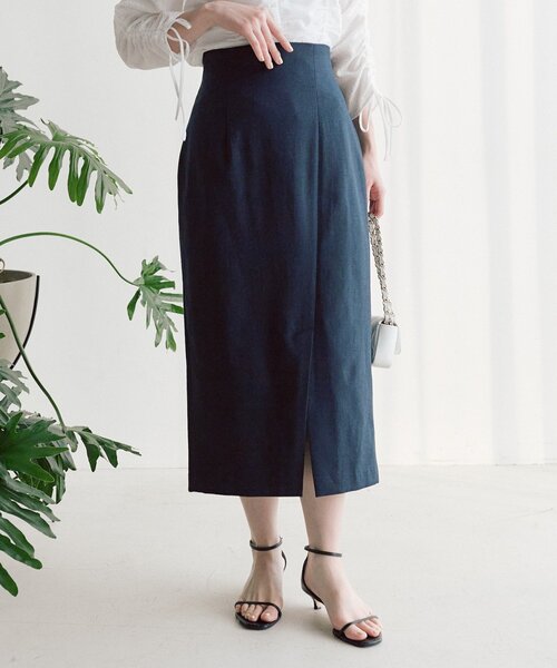 【美品】ドライオックスナロースカート ネイビー 36 ラブティックボンボン La boutique Bonbon（ラブティックボンボン） スカート 「今すぐお届け
