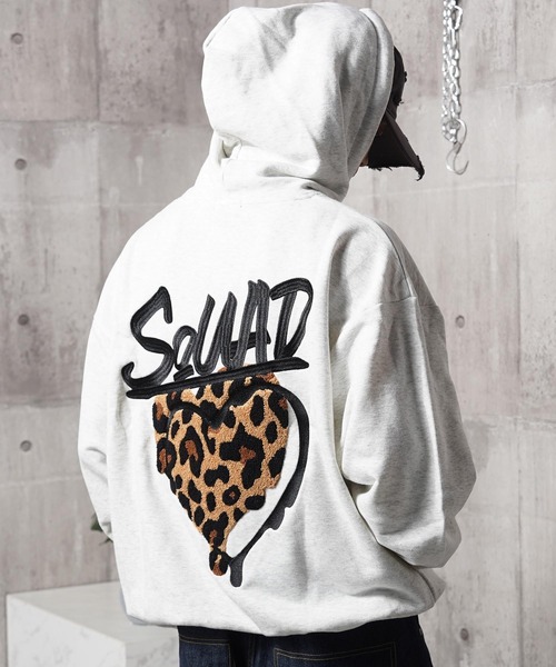 パーカー レオパード ハート サガラ刺繍 プルパーカー / Leopard Heart