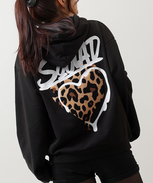 パーカー レオパード ハート サガラ刺繍 プルパーカー / Leopard Heart
