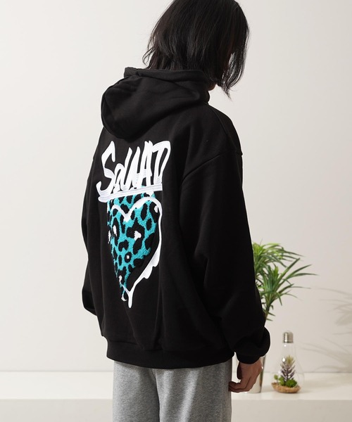 COOLAレオパードロゴ刺繍ジップフーディーパーカー COOLAレオパードロゴ刺繍ジップフーディーパーカー