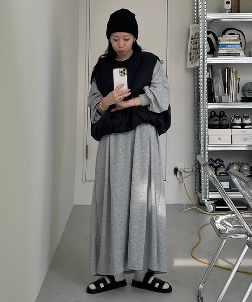 「wee9s」 長袖ワンピース LONG ネイビー レディース_画像2