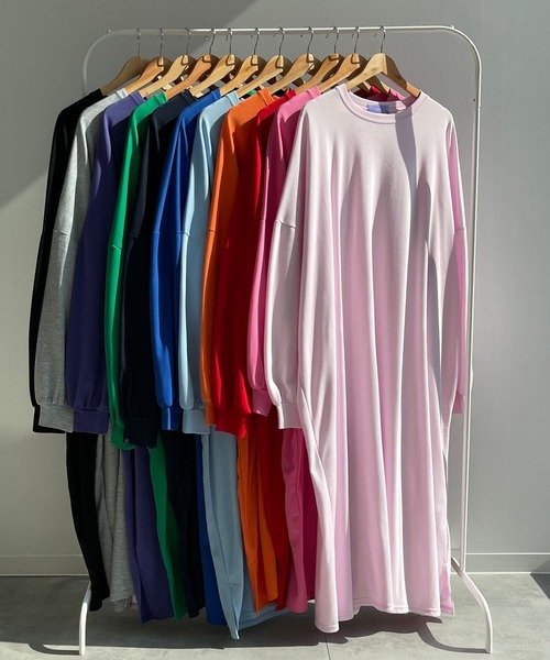 「wee9s」 長袖ワンピース LONG ネイビー レディース_画像4