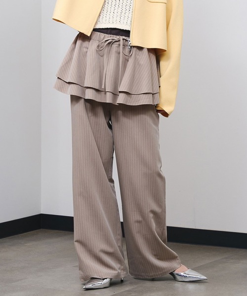ROSE BUD（ローズバッド） パンツ LAYERED SKIRT STRIPE PANTS