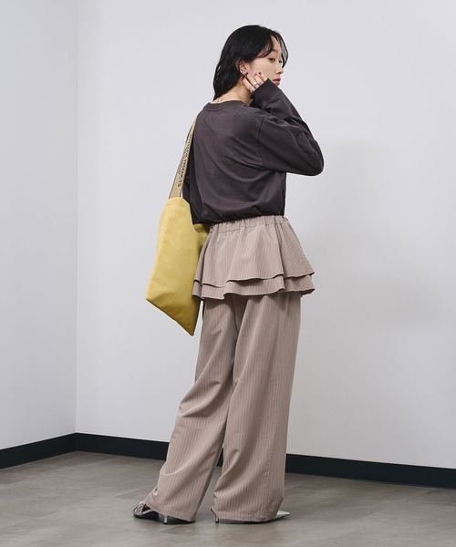 ROSE BUD（ローズバッド） パンツ LAYERED SKIRT STRIPE PANTS