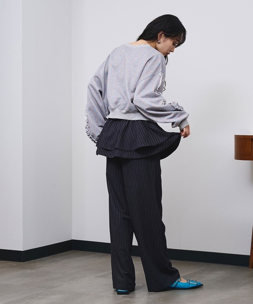 ROSE BUD（ローズバッド） パンツ LAYERED SKIRT STRIPE PANTS