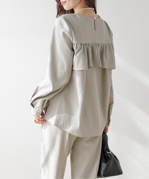 lig. フリルブラウスとボリュームパンツのセットアップ セットアップ バックフリルブラウス＆パンツ レディース : ZOZOTOWN