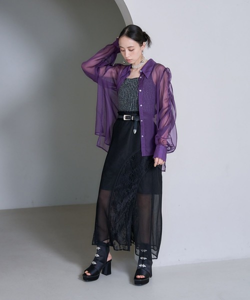 HARE（ハレ） ブラウス シャツ ギャザーシアーシャツ(HARE) レディース 