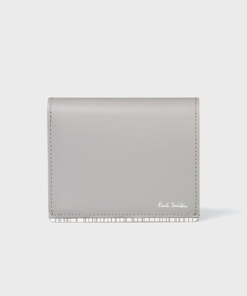 【極美品 】Paul Smith PS 三つ折り財布 グレー レザー　箱付き Paul Smith（ポール・スミス） 財布 メタルシャドーストライプ 3つ折り