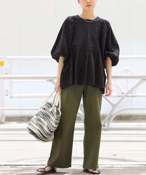 「JOURNAL STANDARD relume」 半袖ブラウス - ブラック レディース_画像2