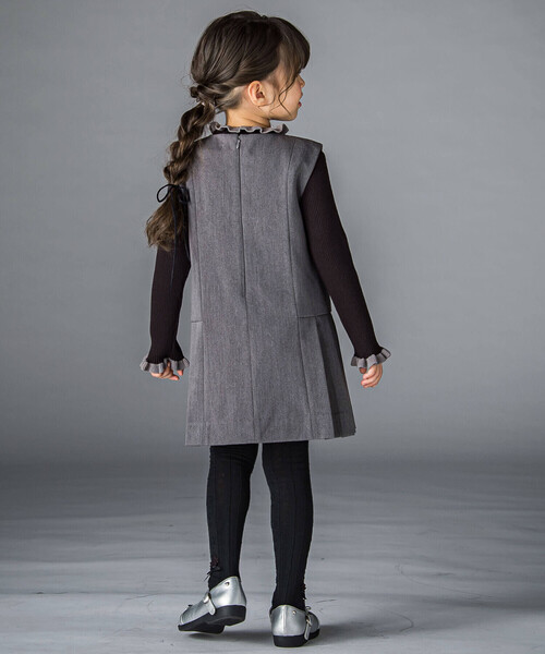 「BeBe Petits Pois Vert」 「KIDS」ノースリーブワンピース 130cm ネイビー キッズ_画像3