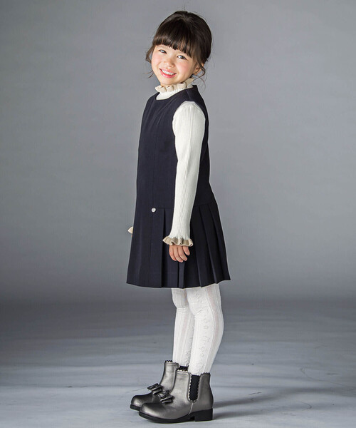 「BeBe Petits Pois Vert」 「KIDS」ノースリーブワンピース 130cm ネイビー キッズ_画像5