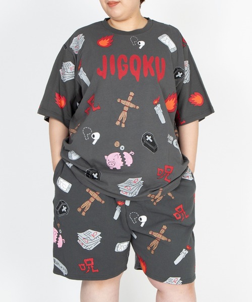 PUNYUS（プニュズ） tシャツ 半袖 「新サイズ」天国と地獄総柄Tシャツ 