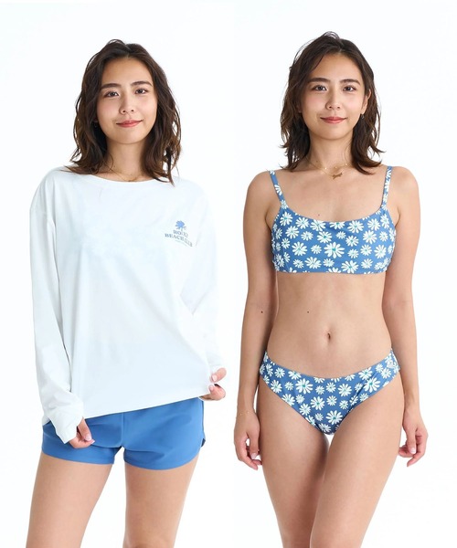 ROXY（ロキシー） 水着 水着 4点セット ビキニ 花柄 長袖ラッシュ