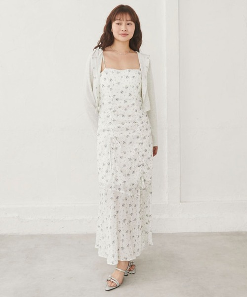 完売花柄 ロング丈 サテンキャミアシメワンピース マキシ ボタニカル archives（アルシーヴ） ワンピース 花柄アシメドロストキャミ