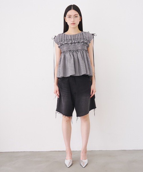 SOEMIN（ソミン） ブラウス シャツ Shirred ribbon blouse