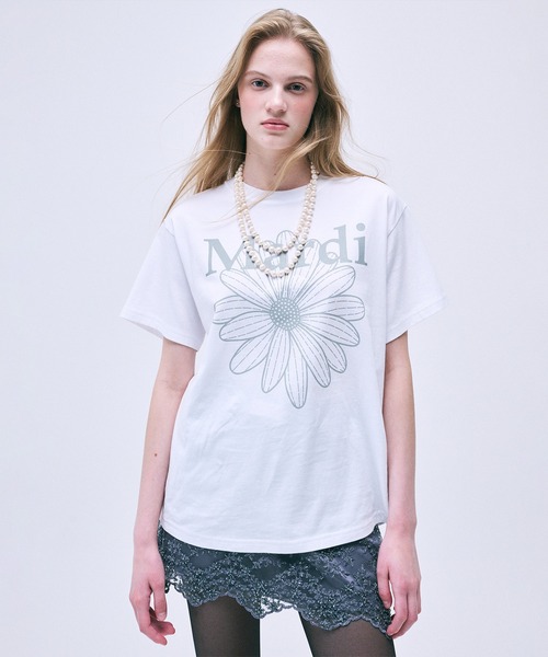 「Mardi Mercredi」 半袖Tシャツ FREE ホワイト×グレー レディース_画像2