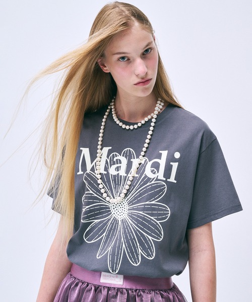 「Mardi Mercredi」 半袖Tシャツ FREE ホワイト×グレー レディース_画像7
