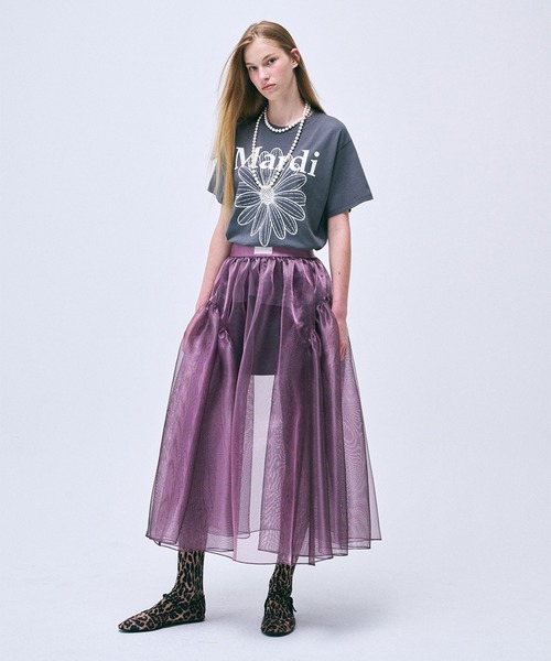 「Mardi Mercredi」 半袖Tシャツ FREE ホワイト×グレー レディース_画像9