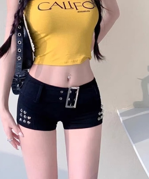 ジーンズ デニム デニムパンツ 両脇スパイクスタッズ付きビッグ