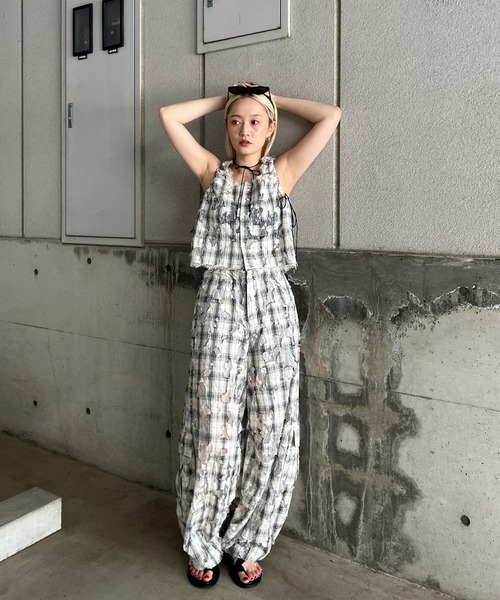 Ameri（アメリ） ブラウス シャツ 夏 MEDI 2WAY MIA PUCHI N/SL BLOUSE