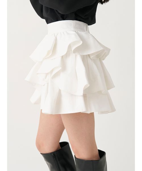 SNIDEL フリルショートパンツ ホワイト サイズ0 SNIDEL（スナイデル） パンツ フリルミニスカショーパン レディース