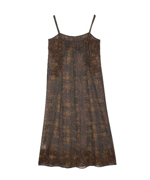Ameri（アメリ） キャミソール VINTAGE CHECK EMBROIDERY LONG