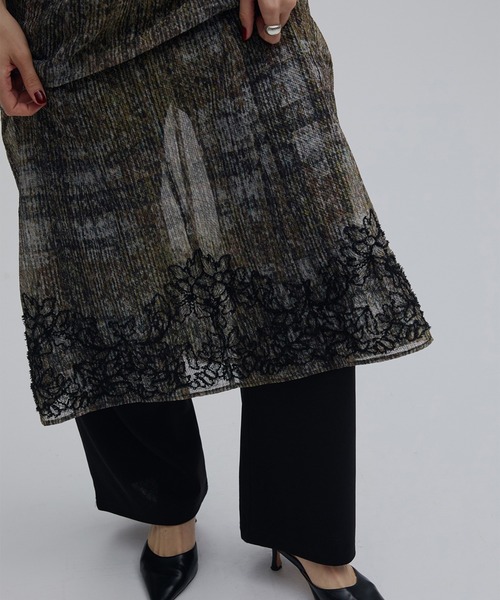 Ameri（アメリ） キャミソール VINTAGE CHECK EMBROIDERY LONG
