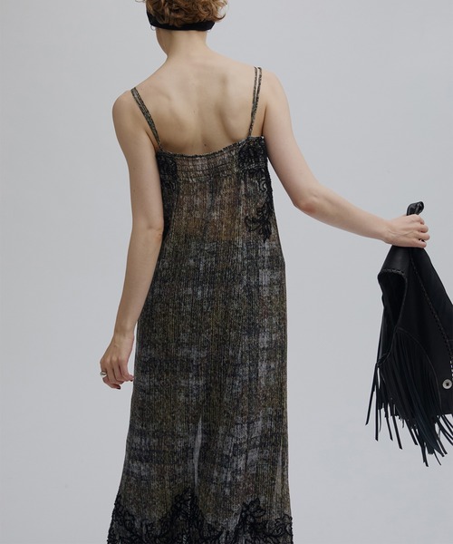 Ameri（アメリ） キャミソール VINTAGE CHECK EMBROIDERY LONG