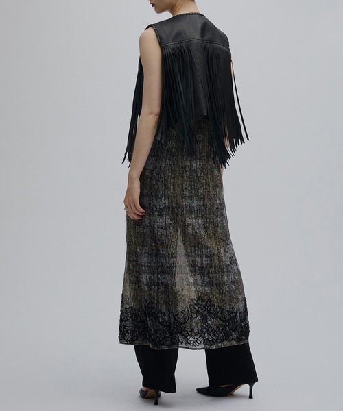 Ameri（アメリ） キャミソール VINTAGE CHECK EMBROIDERY LONG