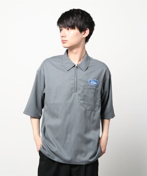 SITRY シャツ wide silhouette half zip Work shirt/ワイド