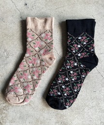 SHIZUTA 靴下 SZT:フラワー 花柄ソックス 2足セット レディース