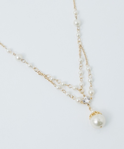 niana ネックレス パールチャーム付きチェーンネックレス