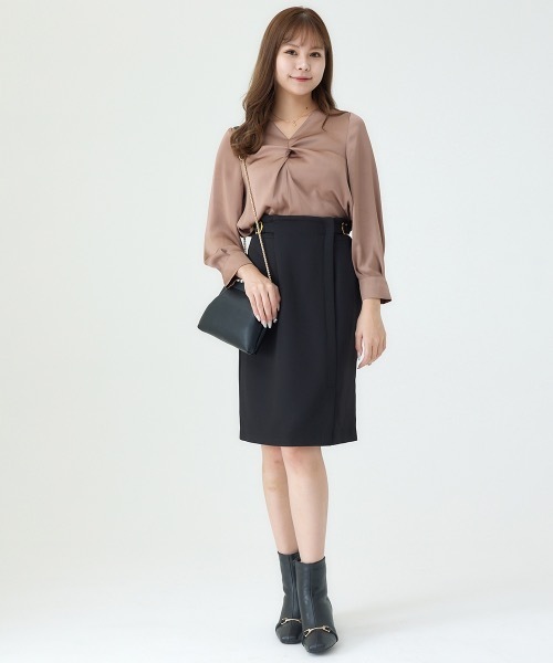 CELINE WOOL100%タイトスカート40サイズブラック 12Twelve Agenda スカート ウォッシャブルサイドベルトタイト