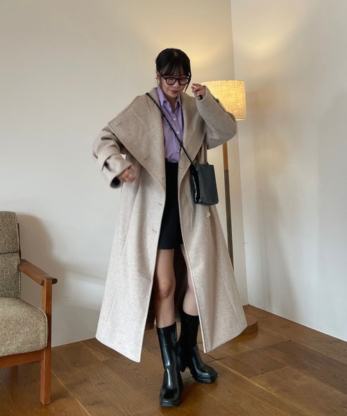 Lil Ambition ステンカラーコート コート 「2way」ネックロングコート  