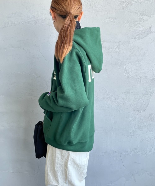 【人気商品】Champion　リバースウィーブ　刺繍ロゴ　緑　フーディー Champion（チャンピオン） パーカー プルオーバー フーディー CHAMPION