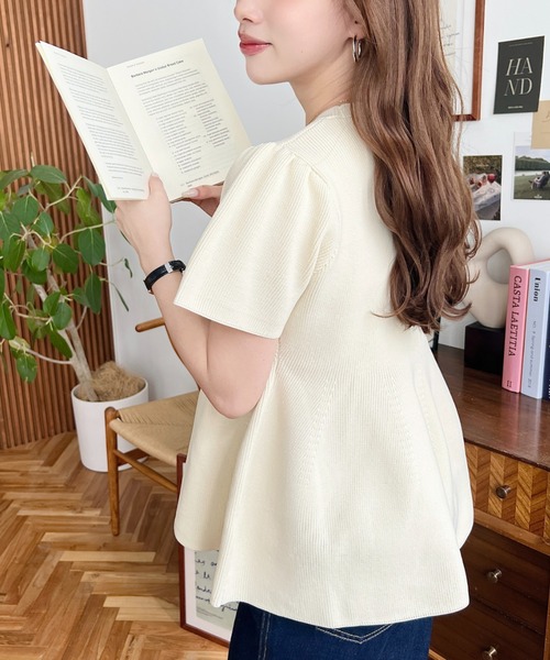ニット セーター ボリュームペプラムプルオーバー レディース Lajour｜日本製ペプラムニットプルオーバー | Rakuten Fashion