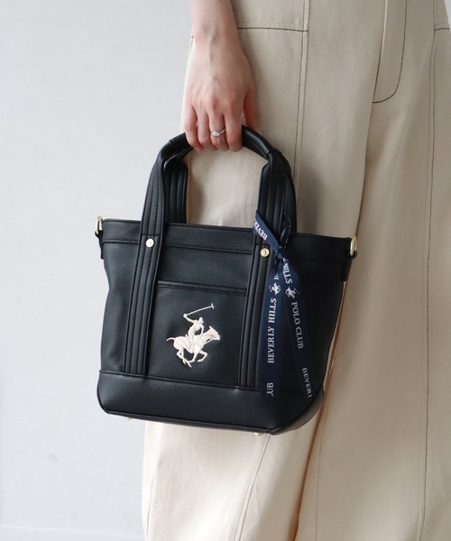 ☆未使用級☆ BEVERLY HILLS POLO CLUB トートバッグ 黒 BEVERLY HILLS POLO CLUB トートバッグ 「Beverly Hills Polo